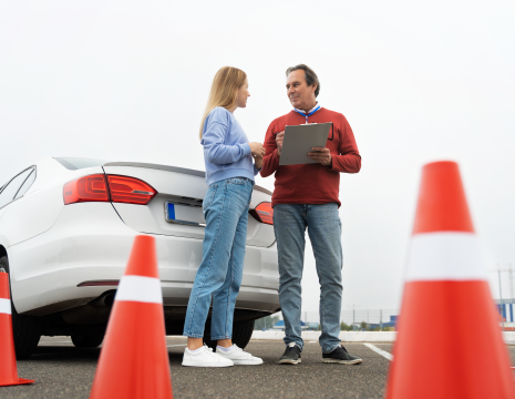 Student driver taking first lesson with Pro School of Motoring instructor in South West London.