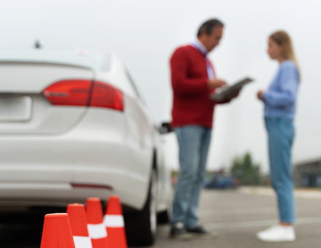 Driver practicing advanced hazard perception and fuel-efficient driving techniques.